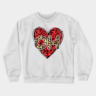 Love OHIO Leopard Heart OH Crewneck Sweatshirt